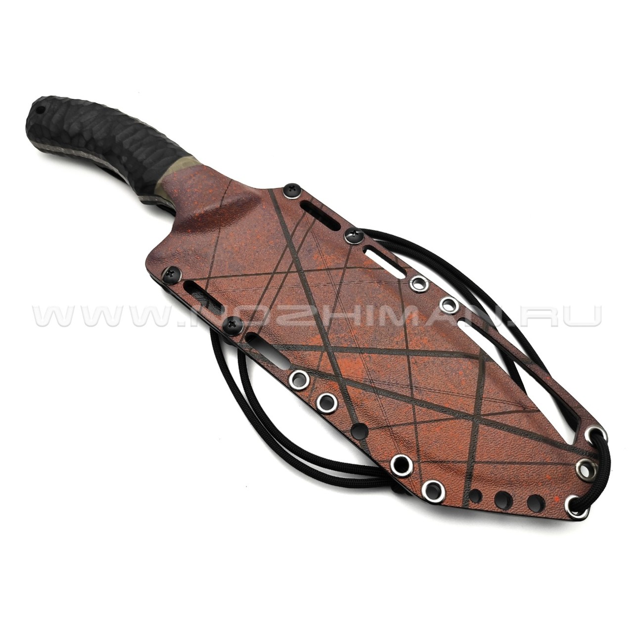 Волчий Век нож Команданте Custom сталь N690 WA хаотик, рукоять G10 black & tan, пины карбон