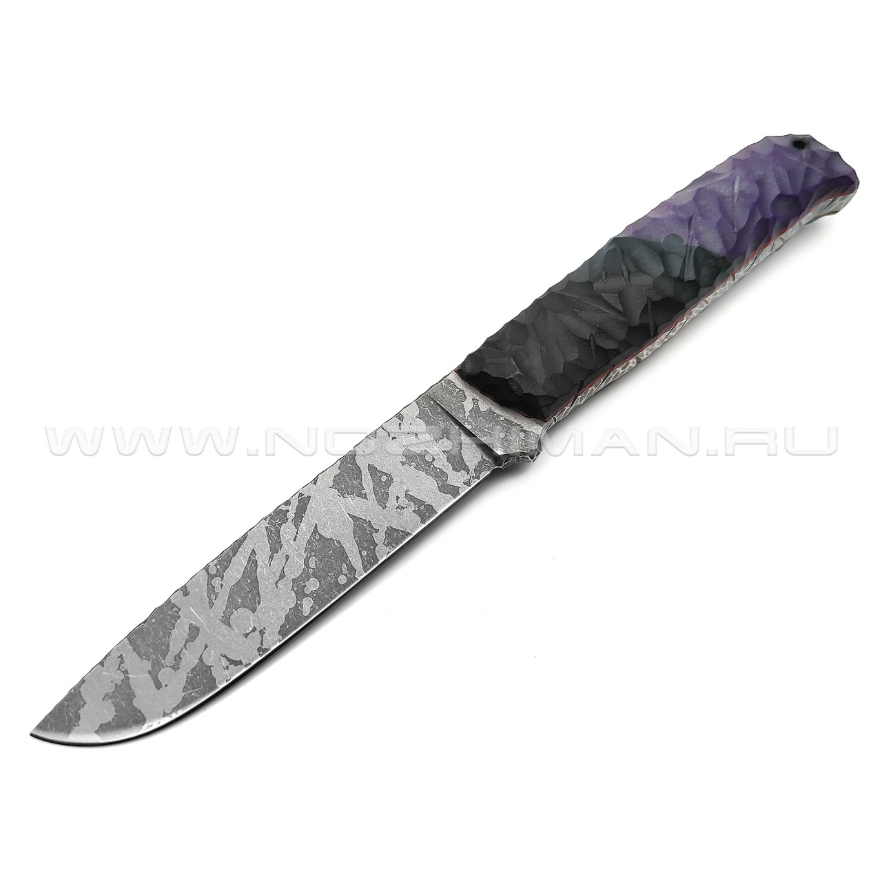 Волчий Век нож Wolfkniven Custom сталь 95Х18 WA Camo, обух 6.2 мм, рукоять G10 black & purple, пины карбон