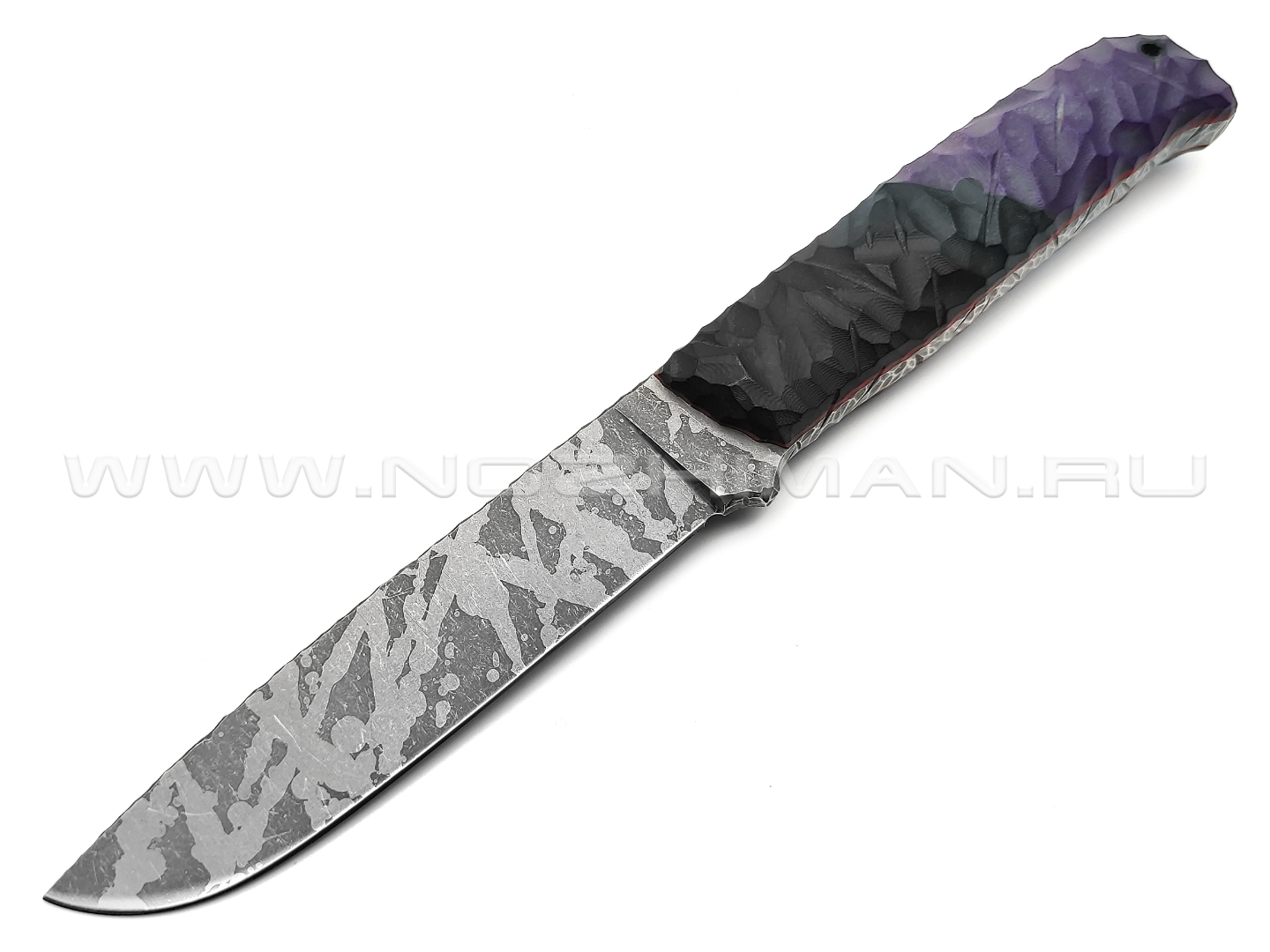 Волчий Век нож Wolfkniven Custom сталь 95Х18 WA Camo, обух 6.2 мм, рукоять G10 black & purple, пины карбон