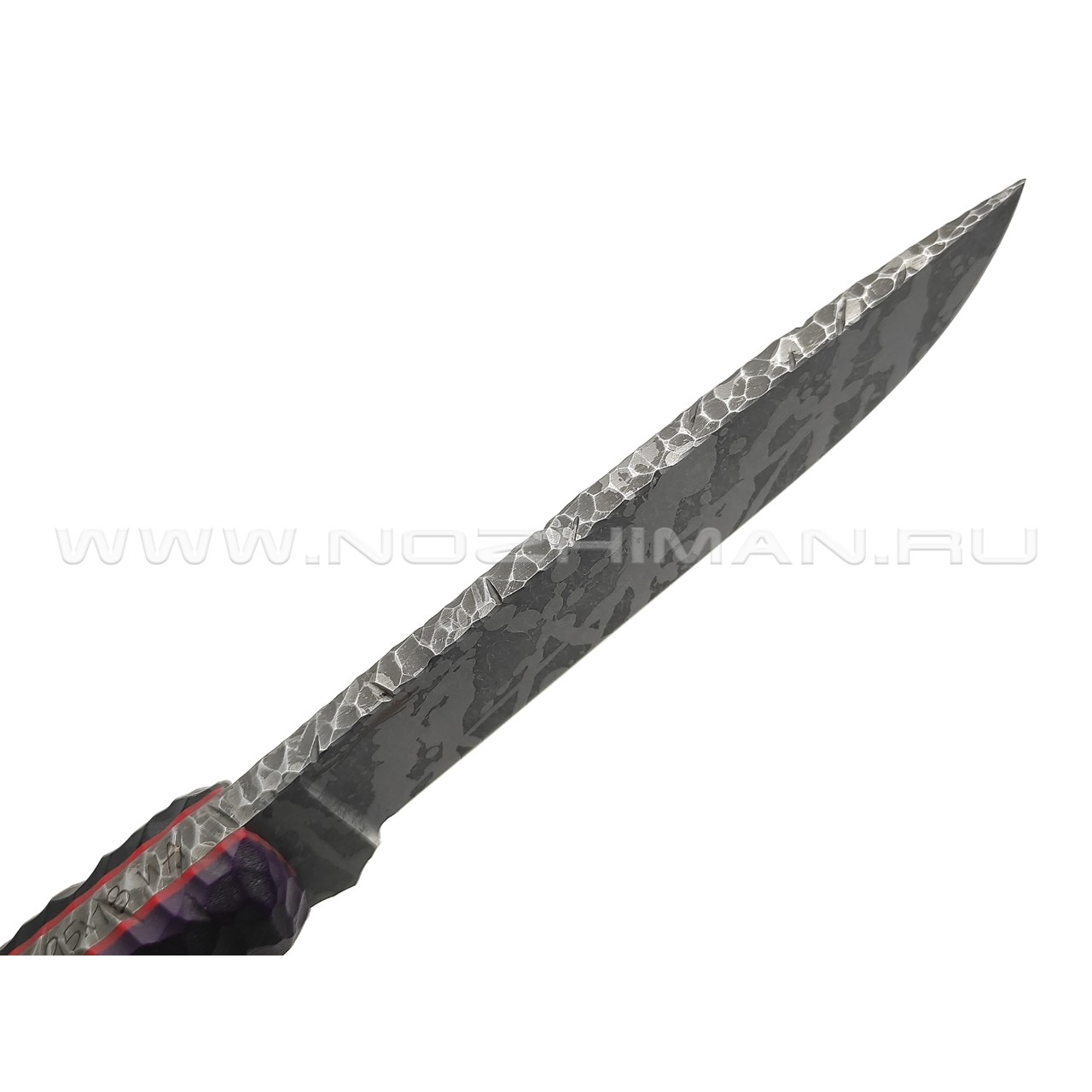 Волчий Век нож Wolfkniven Custom сталь 95Х18 WA Camo, обух 6.2 мм, рукоять G10 black & purple, пины карбон