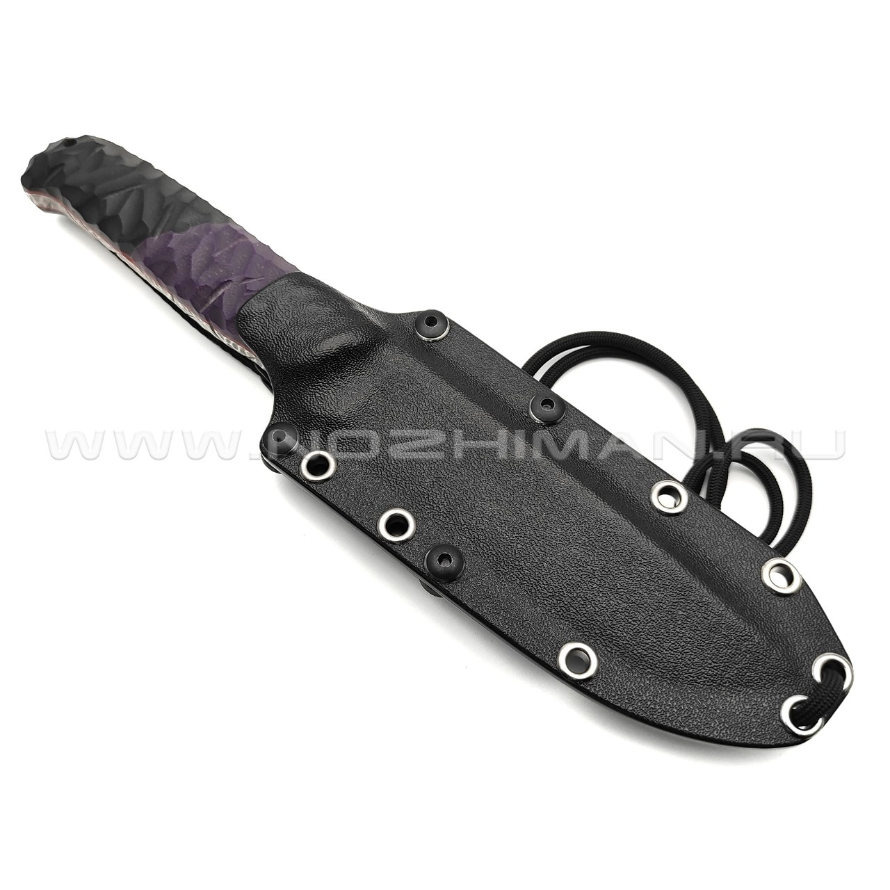 Волчий Век нож Wolfkniven Custom сталь 95Х18 WA Camo, обух 6.2 мм, рукоять G10 black & purple, пины карбон