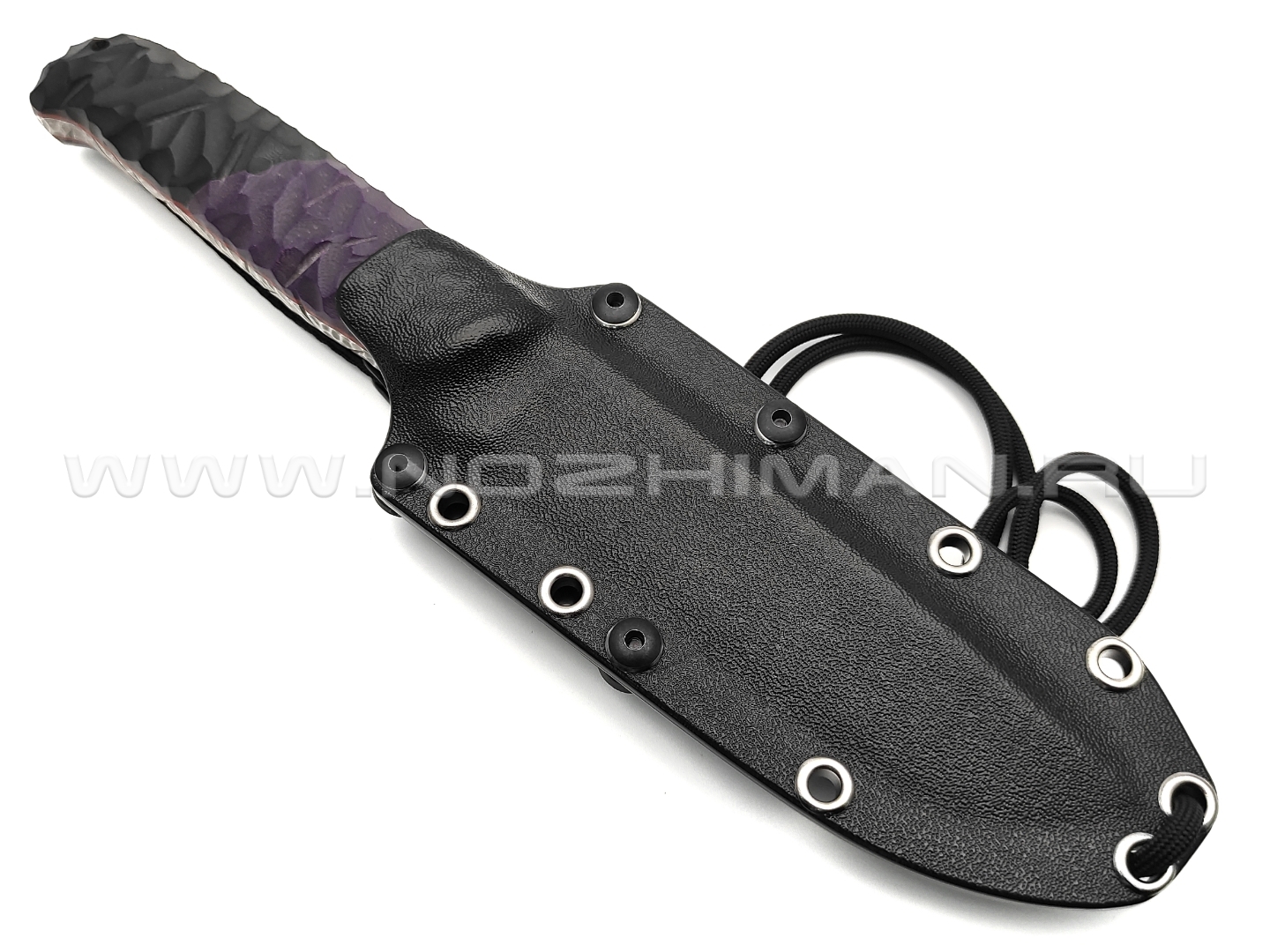 Волчий Век нож Wolfkniven Custom сталь 95Х18 WA Camo, обух 6.2 мм, рукоять G10 black & purple, пины карбон