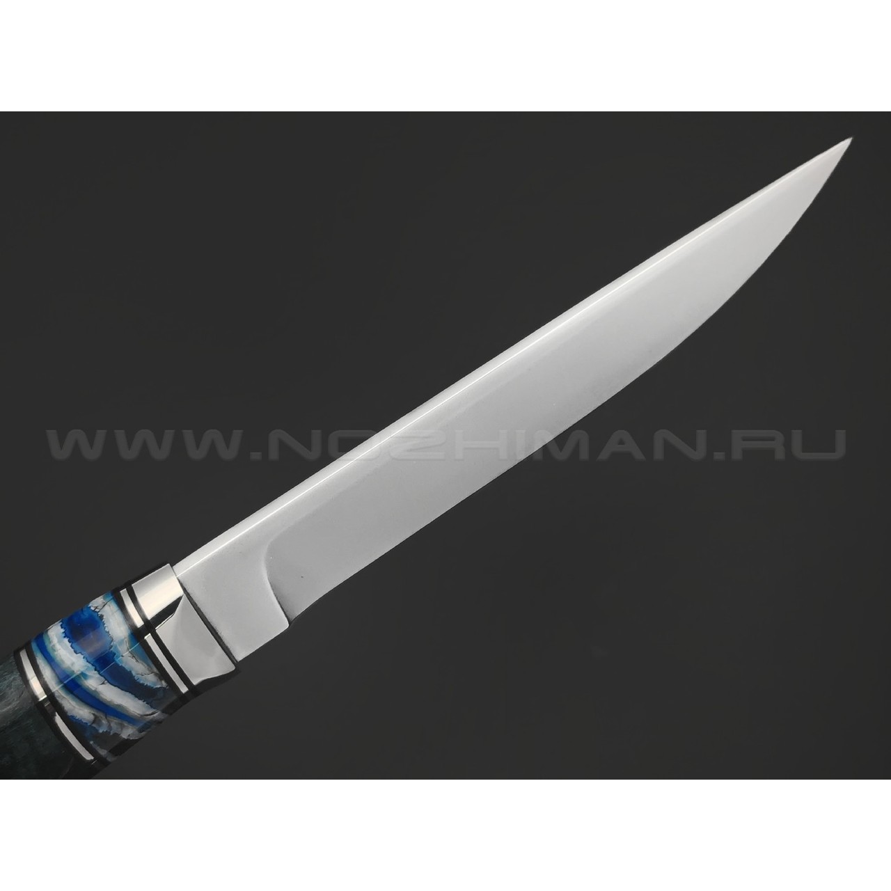Платонов Д.Г. нож Осетр сталь Elmax, рукоять Стаб. дерево, зуб мамонта, мельхиор, G10