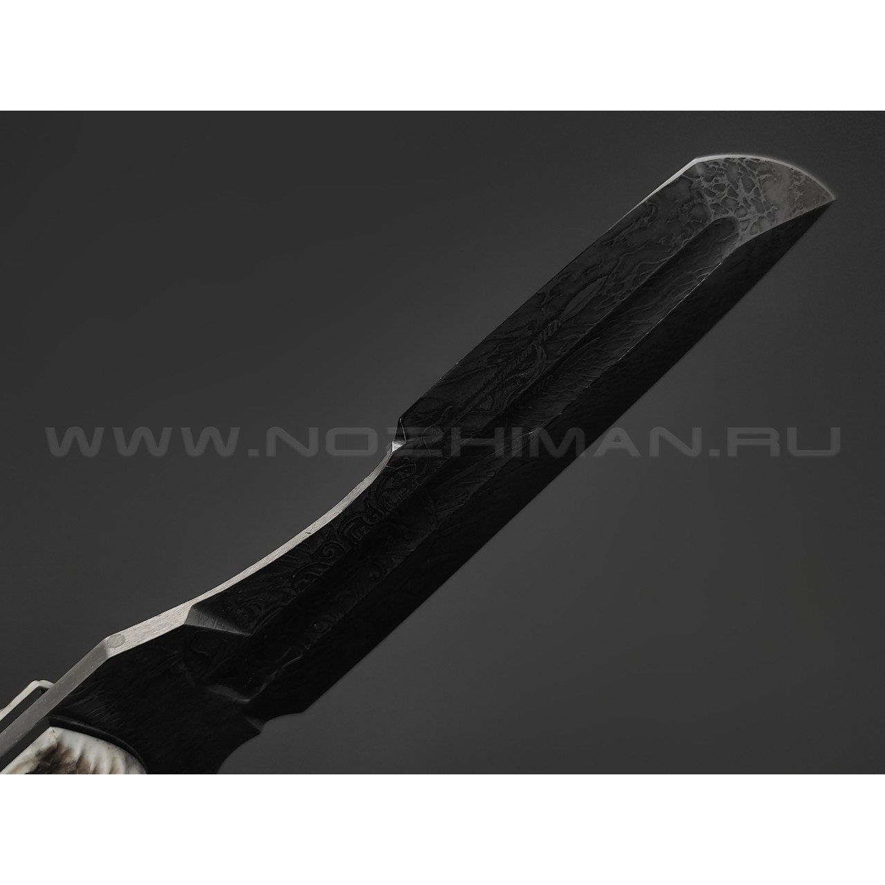 Волчий Век нож Карачун Ork Edition сталь Elmax WA худ.травление, рукоять Рог лося с ручной гравировкой, G10, медь