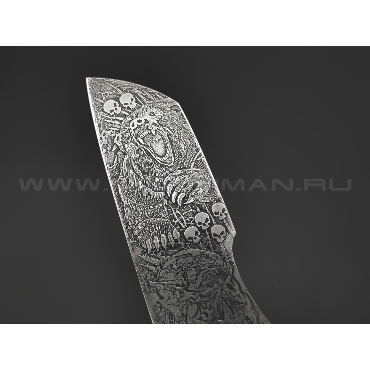 Волчий Век нож Карачун Ork Edition сталь Elmax WA худ.травление, рукоять Рог лося с ручной гравировкой, G10, медь