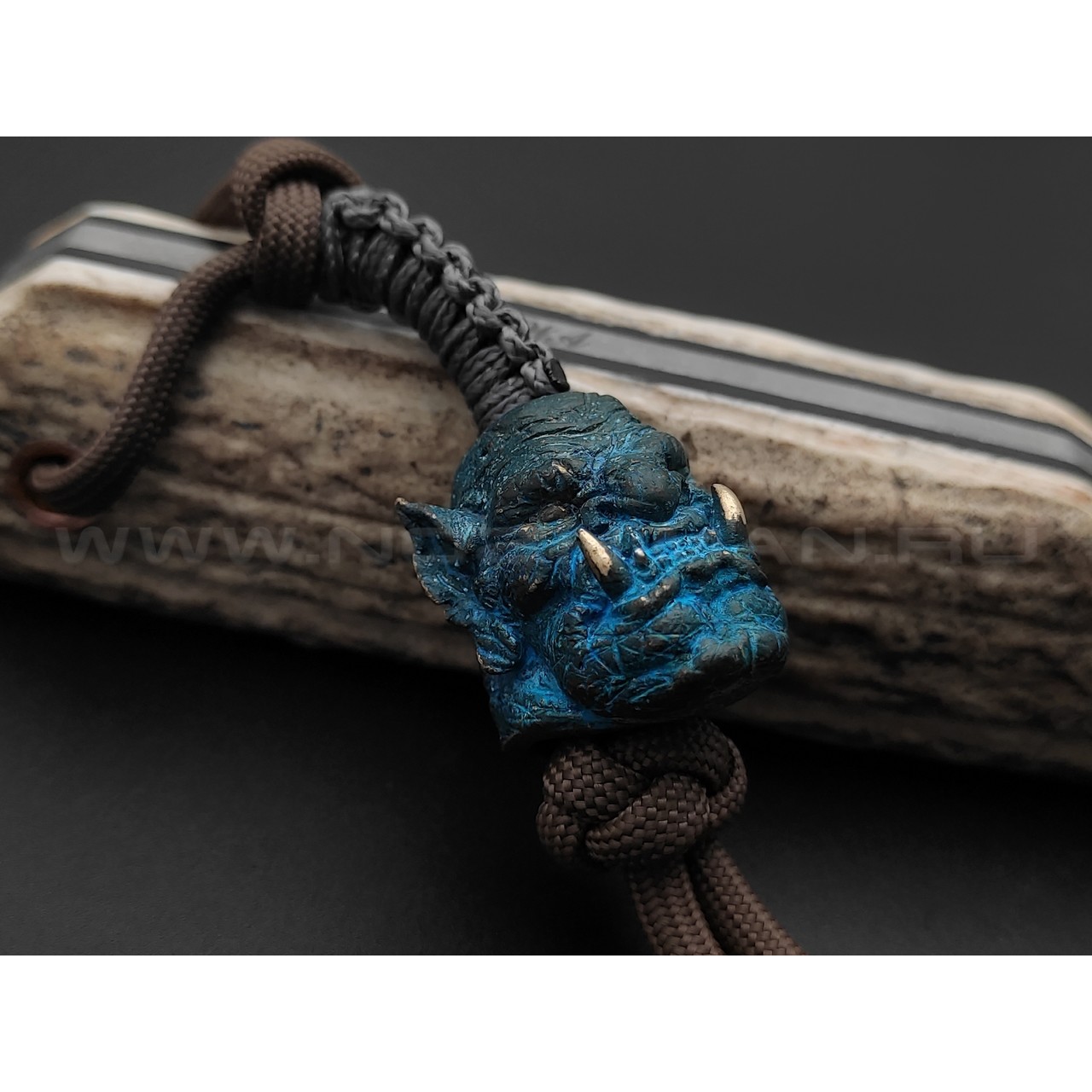Волчий Век нож Карачун Ork Edition сталь Elmax WA худ.травление, рукоять Рог лося с ручной гравировкой, G10, медь
