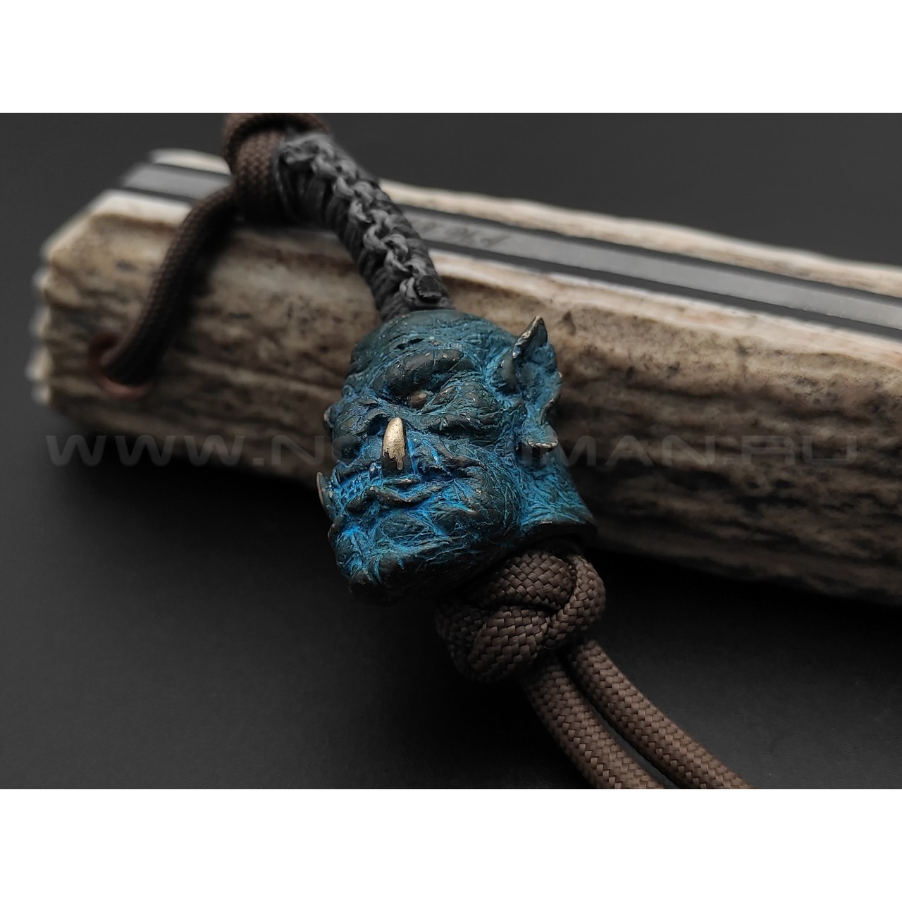 Волчий Век нож Карачун Ork Edition сталь Elmax WA худ.травление, рукоять Рог лося с ручной гравировкой, G10, медь