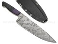 Волчий Век нож Chef Custom сталь 95Х18 WA Camo, обух 6 мм, рукоять G10 black & purple, пины карбон