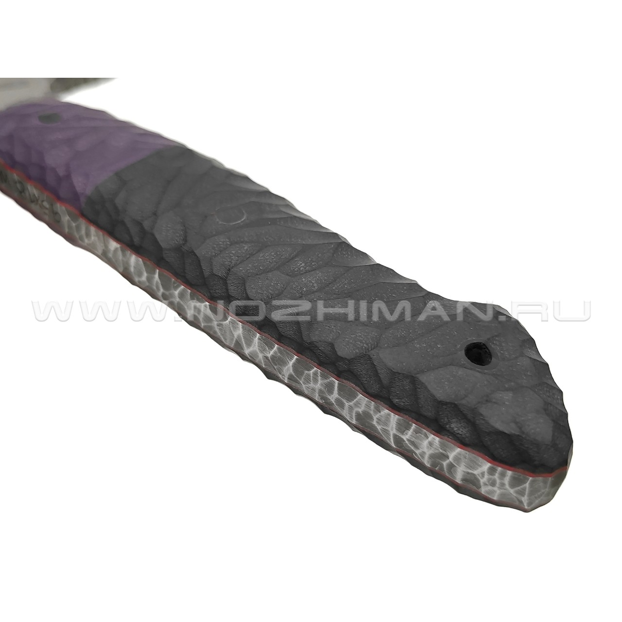 Волчий Век нож Chef Custom сталь 95Х18 WA Camo, обух 6 мм, рукоять G10 black & purple, пины карбон