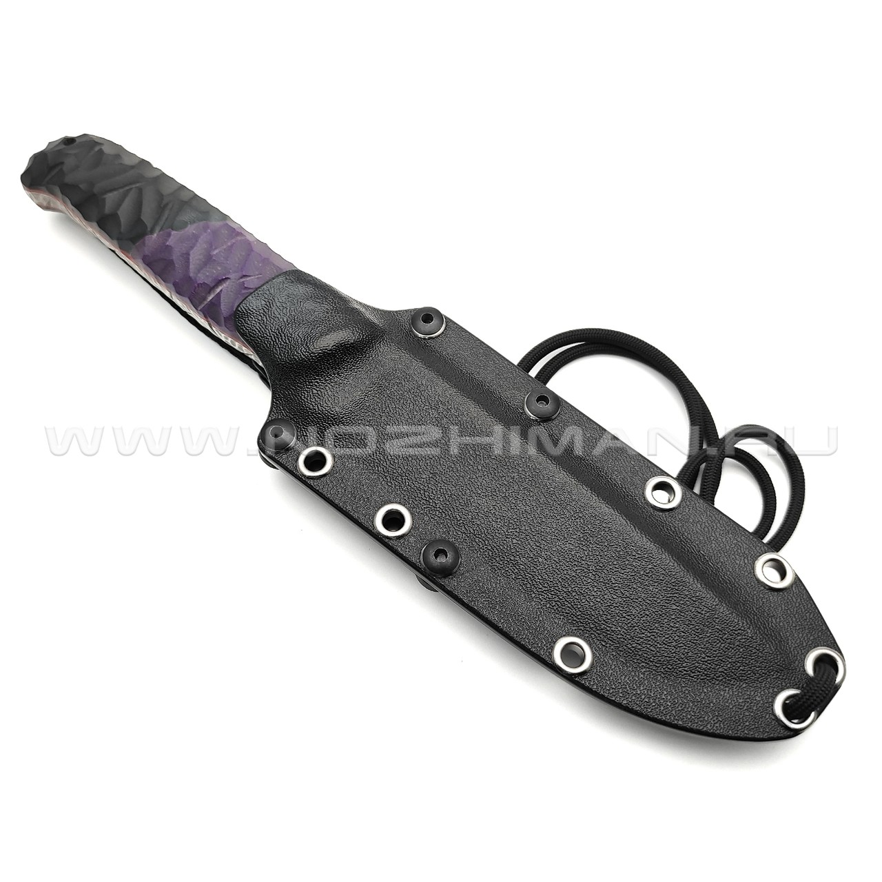 Волчий Век нож Chef Custom сталь 95Х18 WA Camo, обух 6 мм, рукоять G10 black & purple, пины карбон