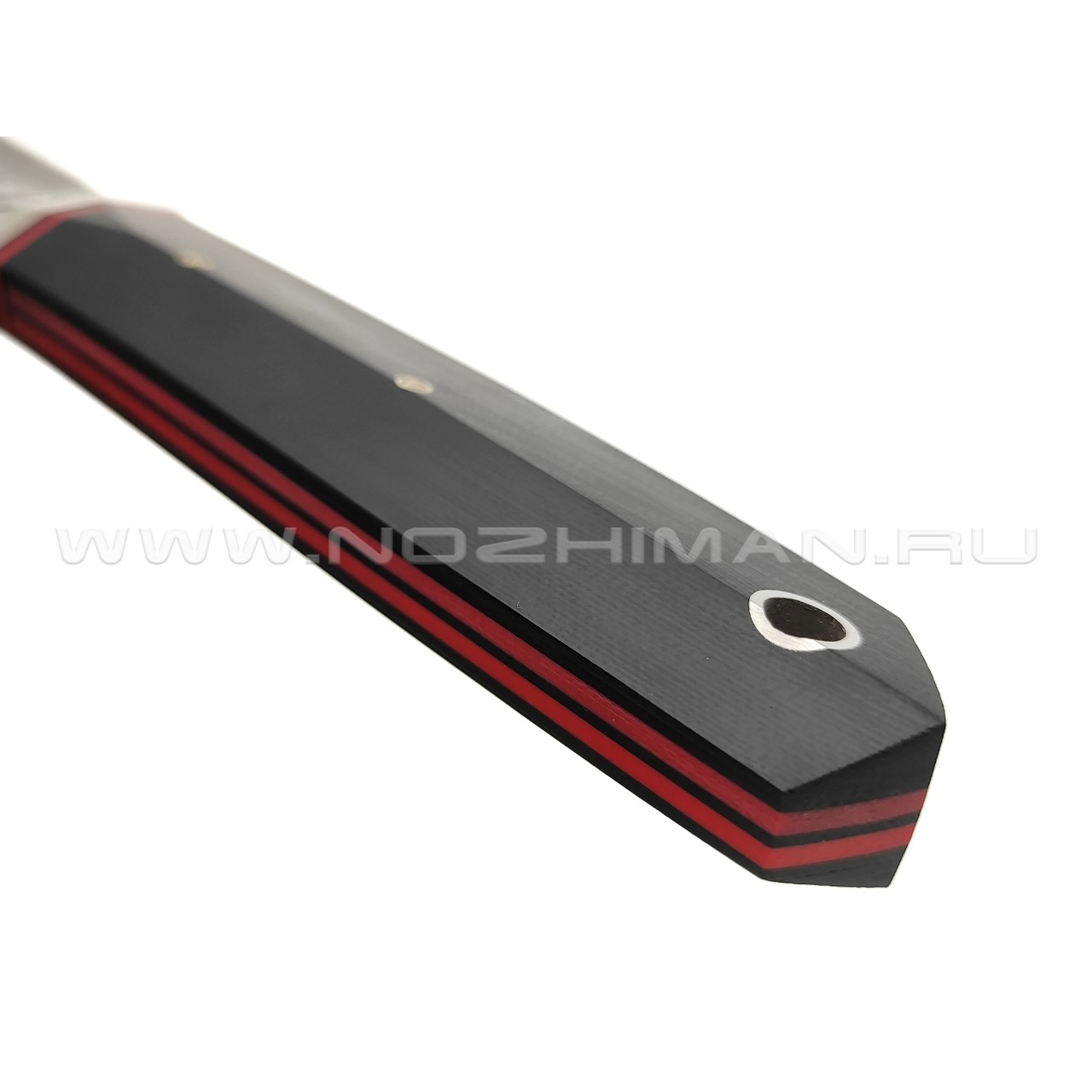 Волчий Век нож Слон Custom сталь 1.4116 WA Худ.травление, обух 6.5 мм, рукоять G10 black & red, мозаичные пины, нейзильбер