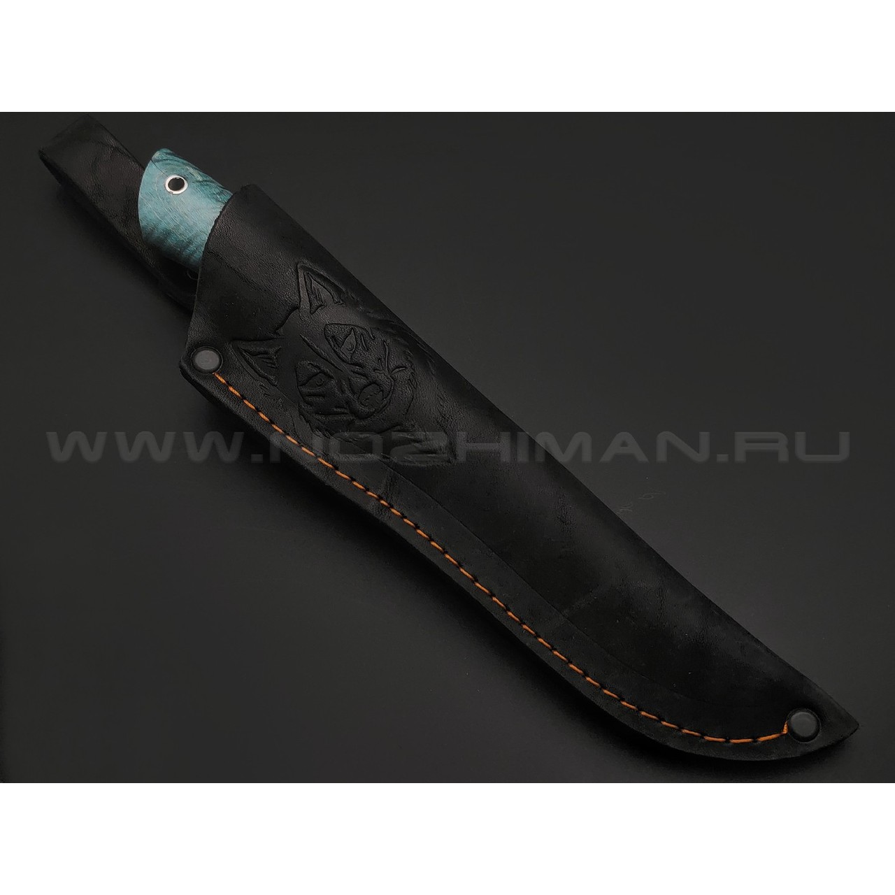 Платонов Д.Г. нож Ласка сталь Aus-10Co, рукоять Стаб. березовый сувель зеленый