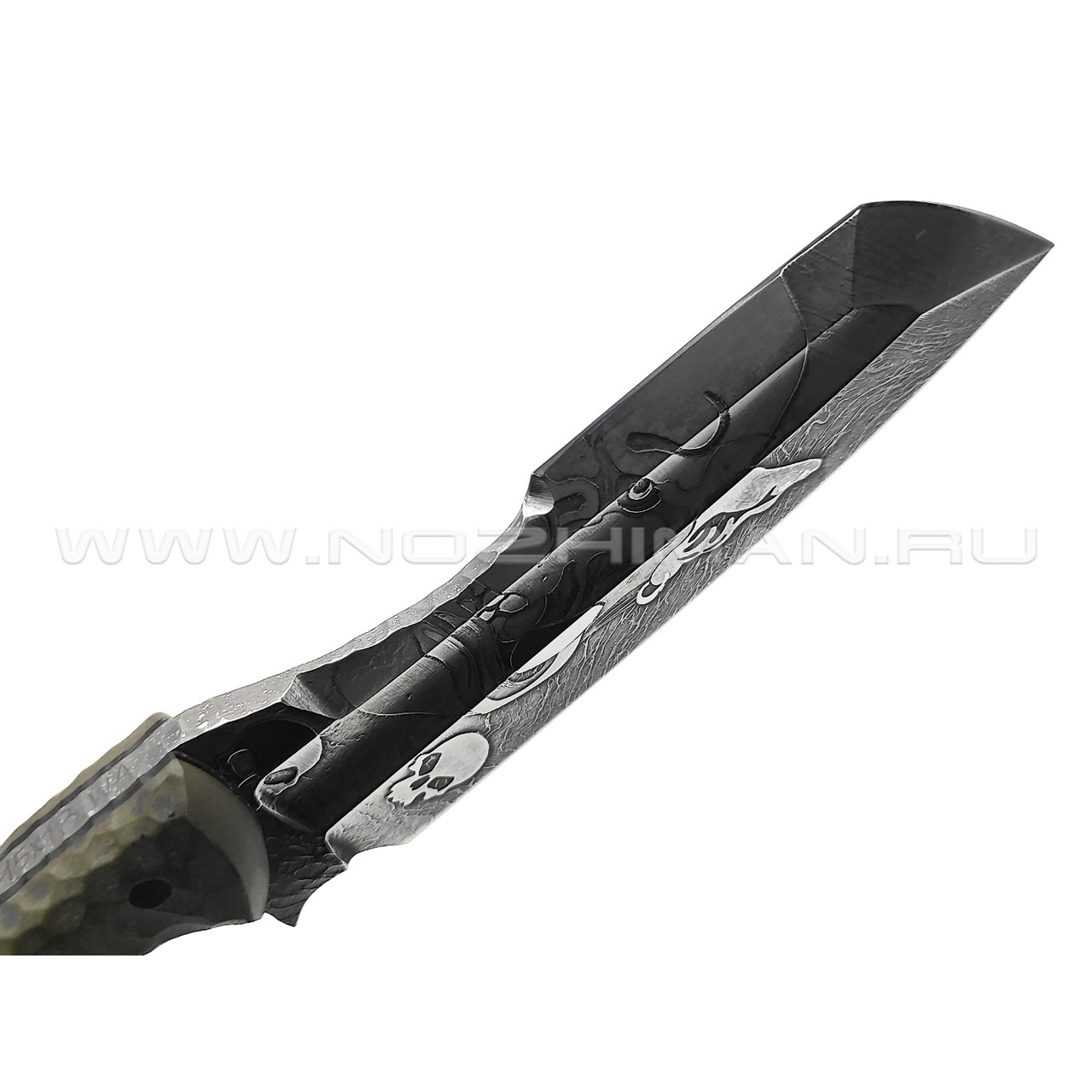 Волчий Век нож Карачун Orc Edition сталь 95Х18 WA Худ.травление, рукоять G10 black & green, пины карбон