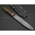 Волчий Век нож Слон Custom сталь M390 WA Худ.травление, рукоять Стаб. карельская береза, карбон, позвонок кита, мозаичный пин, G10