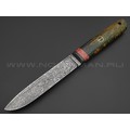 Волчий Век нож Слон Custom сталь M390 WA Худ.травление, рукоять Стаб. карельская береза, карбон, позвонок кита, мозаичный пин, G10