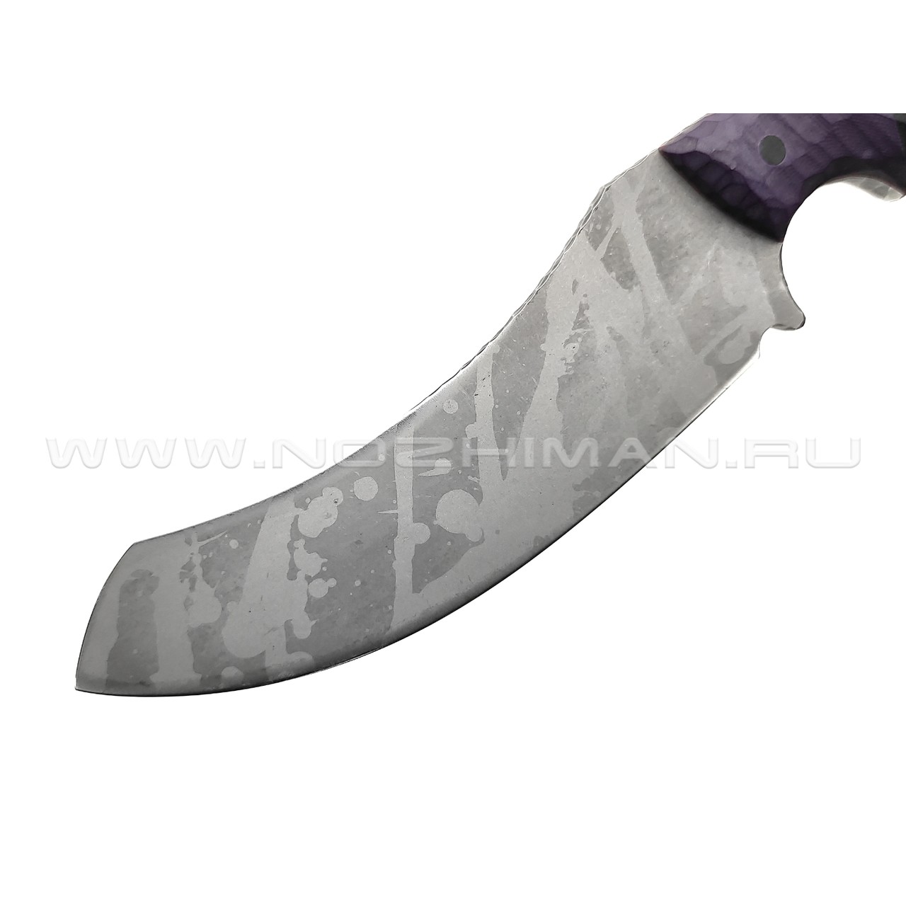 Волчий Век нож Кондрат 12 Custom сталь 95Х18 WA Camo, обух 6.1 мм, рукоять G10 black & purple, пины карбон