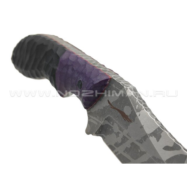 Волчий Век нож Кондрат 12 Custom сталь 95Х18 WA Camo, обух 6.1 мм, рукоять G10 black & purple, пины карбон