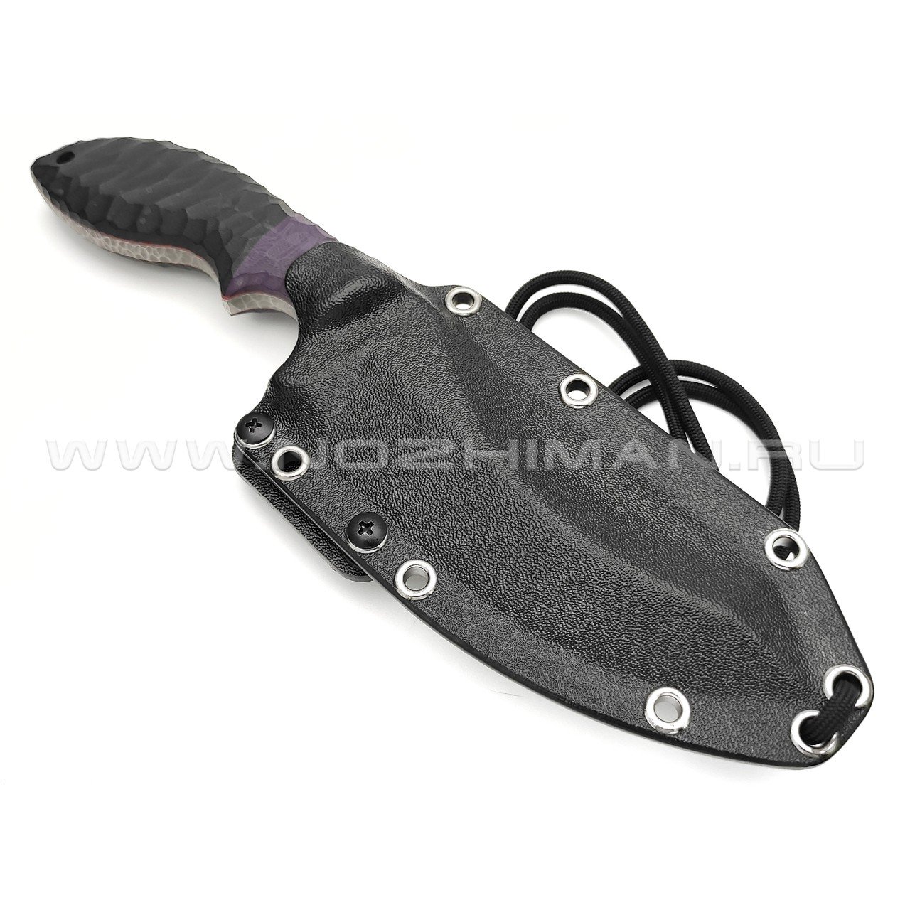 Волчий Век нож Кондрат 12 Custom сталь 95Х18 WA Camo, обух 6.1 мм, рукоять G10 black & purple, пины карбон