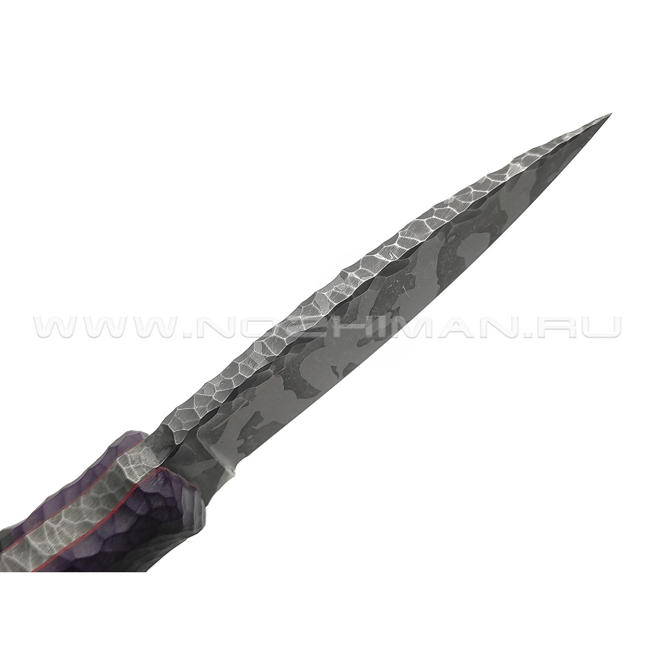Волчий Век нож Стрела Custom сталь 95Х18 WA Camo, обух 6.2 мм, рукоять G10 black & purple, пины карбон
