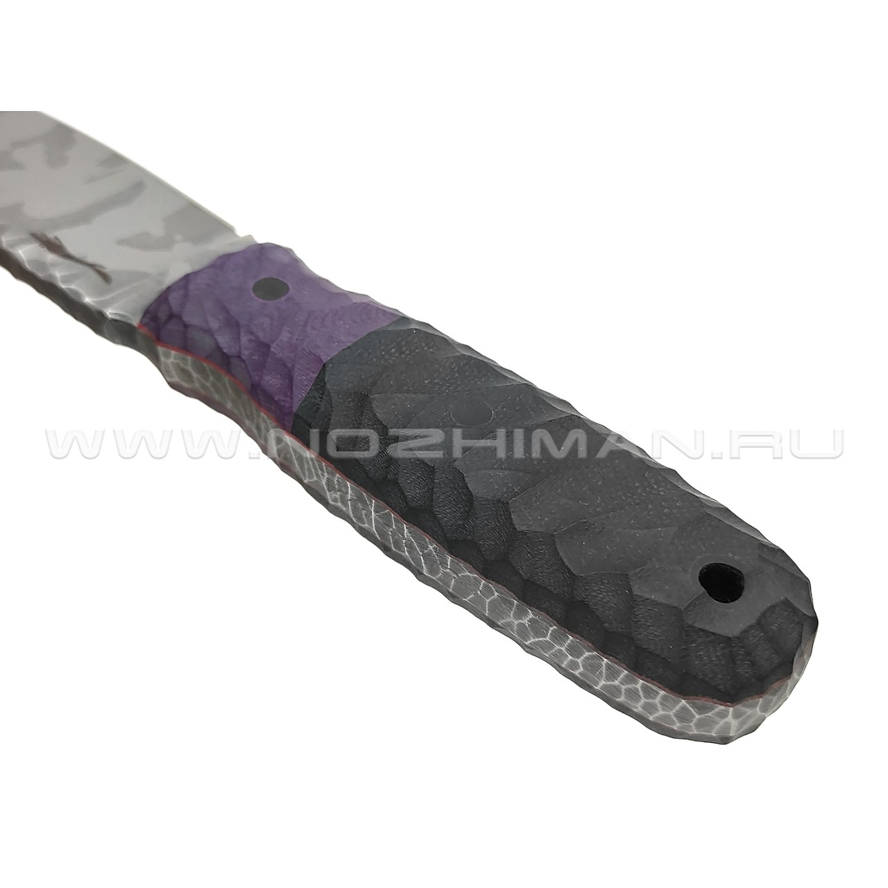 Волчий Век нож Стрела Custom сталь 95Х18 WA Camo, обух 6.2 мм, рукоять G10 black & purple, пины карбон