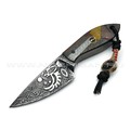 Волчий Век нож Масичка Brutal Custom сталь D2 WA Худ.травление, обух 16.2 мм, рукоять Карбоновая мозайка