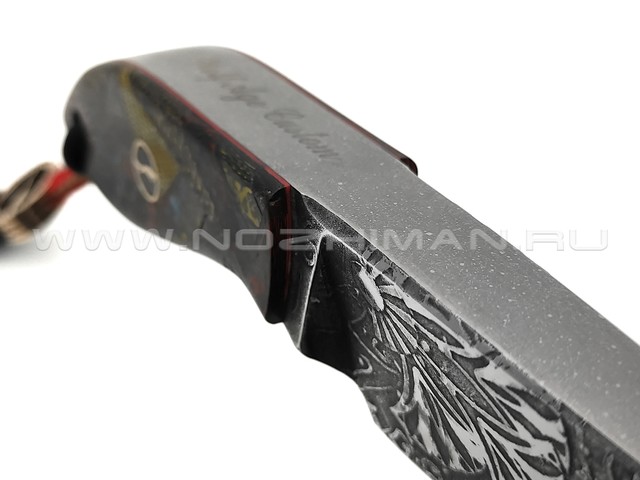 Волчий Век нож Масичка Brutal Custom сталь D2 WA Худ.травление, обух 16.2 мм, рукоять Карбоновая мозайка