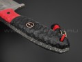 Волчий Век нож Бугай Custom сталь 95Х18 WA Худ.травление, рукоять G10 black & red, медный пин, пины карбон