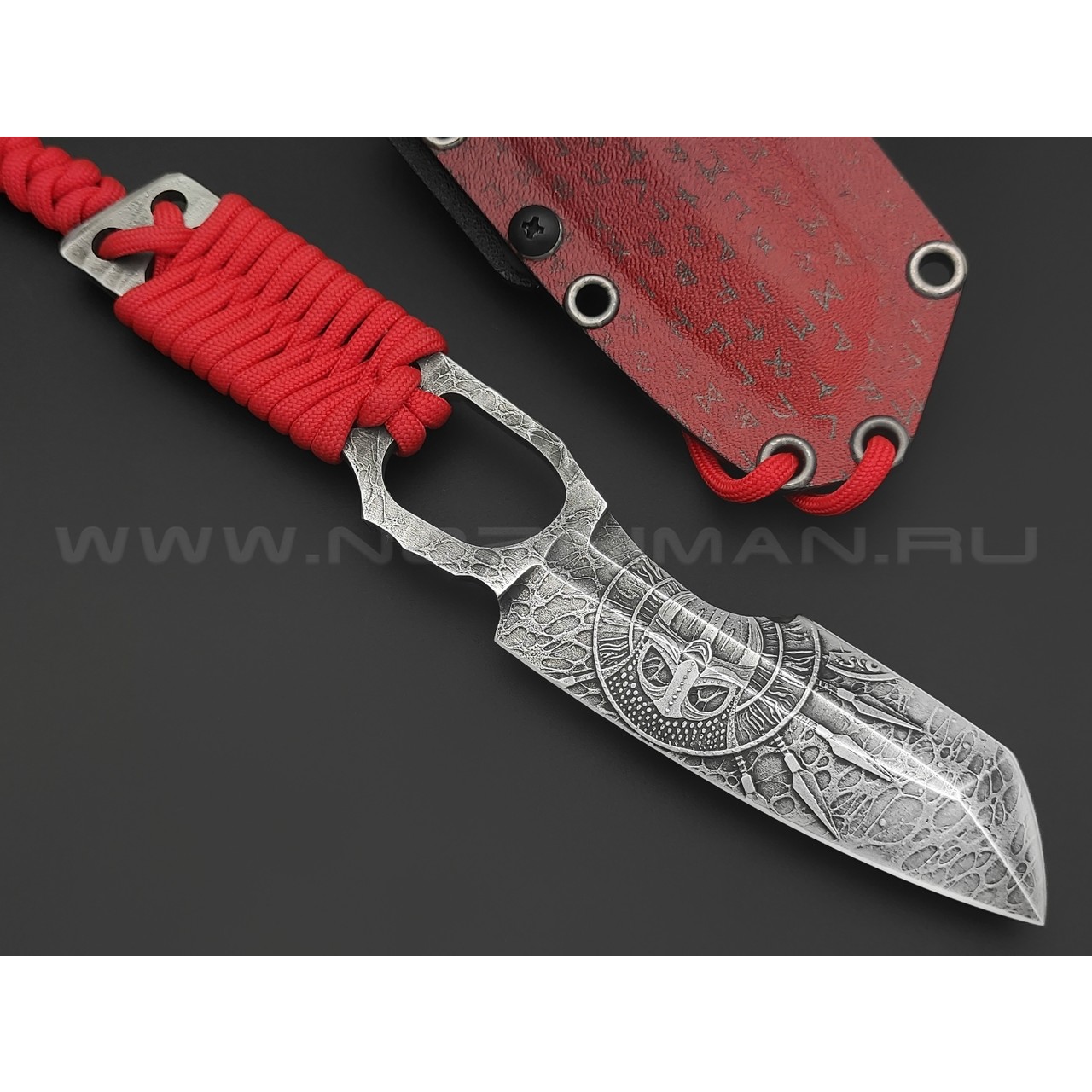Волчий Век нож Карачун Light Edition сталь N690 WA худ.травление, рукоять Paracord red