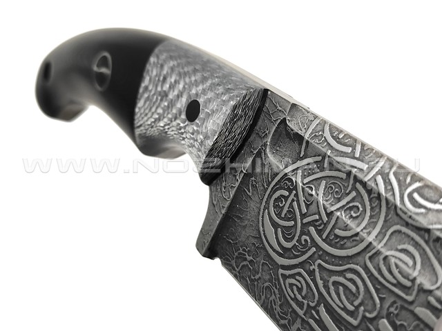 Волчий Век нож Шихан 2.0 Custom сталь PGK WA худ.травление, рукоять Silver twill, G10 black, мозаичный и карбоновые пины