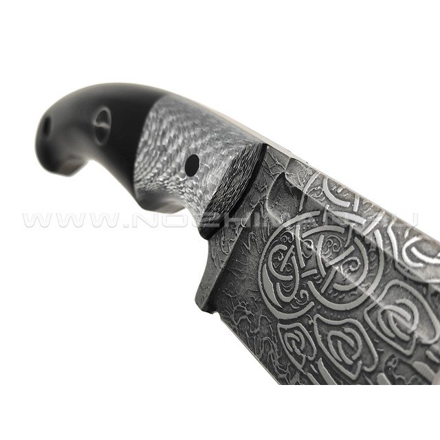 Волчий Век нож Шихан 2.0 Custom сталь PGK WA худ.травление, рукоять Silver twill, G10 black, мозаичный и карбоновые пины