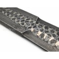 Корзун Александр меч из мозаичного дамаска (Матвеев), рукоять Бивень мамонта с резьбой и скримшоу, зуб мамонта, титан