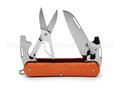 Многофункциональный нож Fox Vulpis FX-VP130-F4 OR сталь N690, рукоять Aluminum Orange