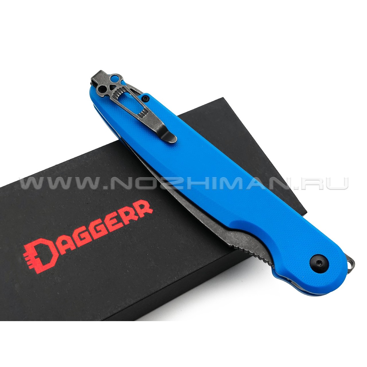 Daggerr нож Parrot Blue BW 3.0 сталь D2 блэквош, рукоять G10 blue