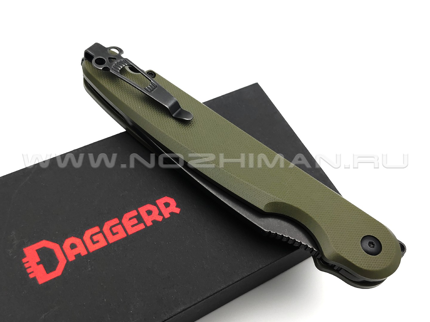 Daggerr нож Parrot Green BW 3.0 сталь D2 blackwash, рукоять G10 olive
