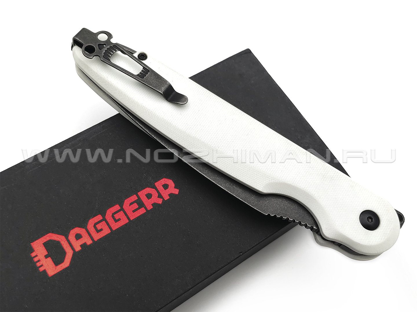 Daggerr нож Parrot Nestor Stormtrooper сталь D2 blackwash, рукоять G10 white
