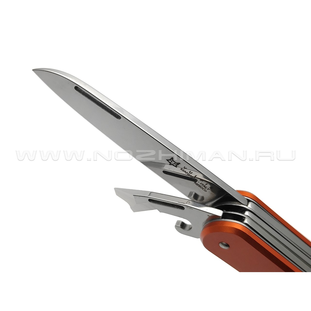 Многофункциональный нож Fox Vulpis FX-VP130-F4 OR сталь N690, рукоять Aluminum Orange