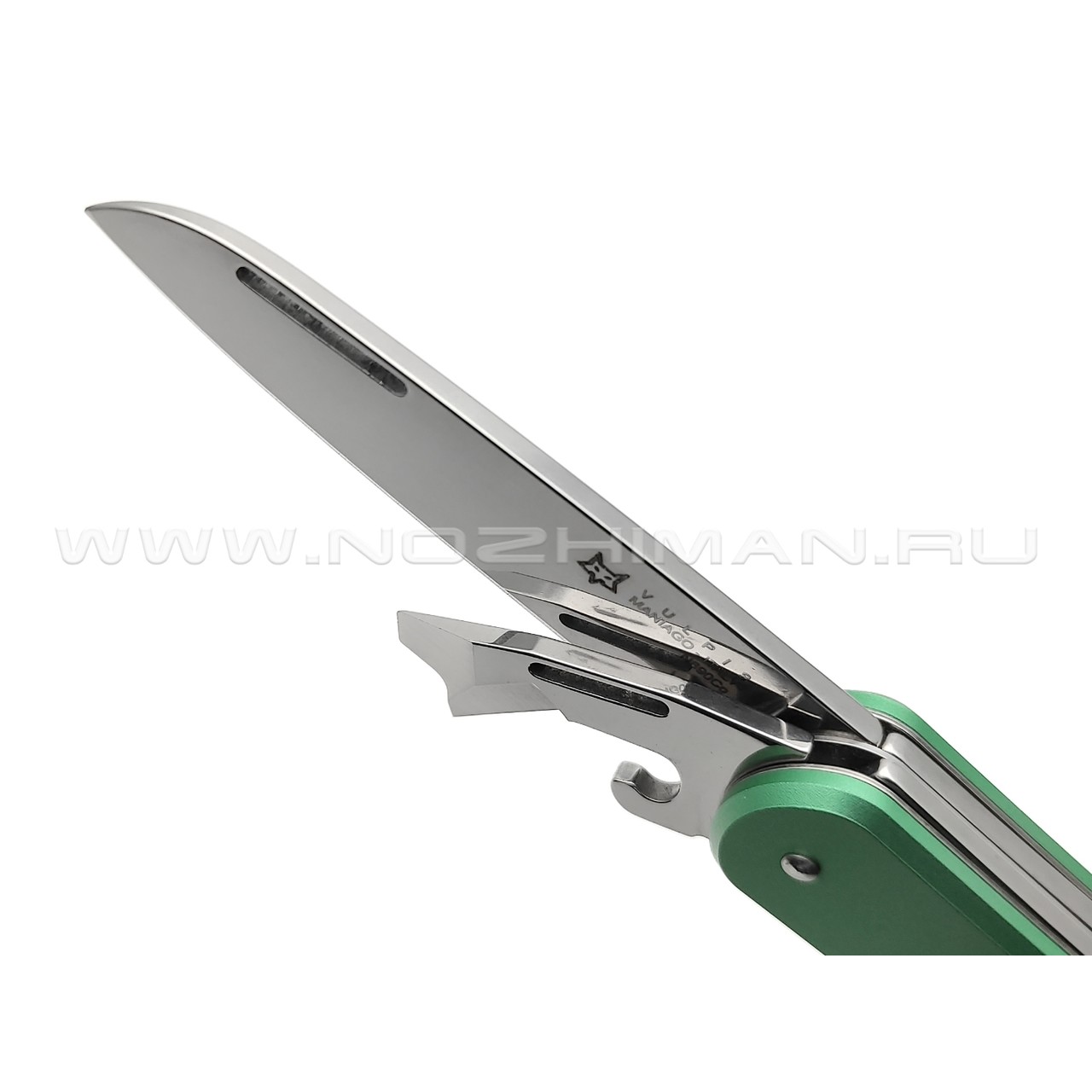 Многофункциональный нож Fox Vulpis FX-VP130-3 OD сталь N690, рукоять Aluminum Green
