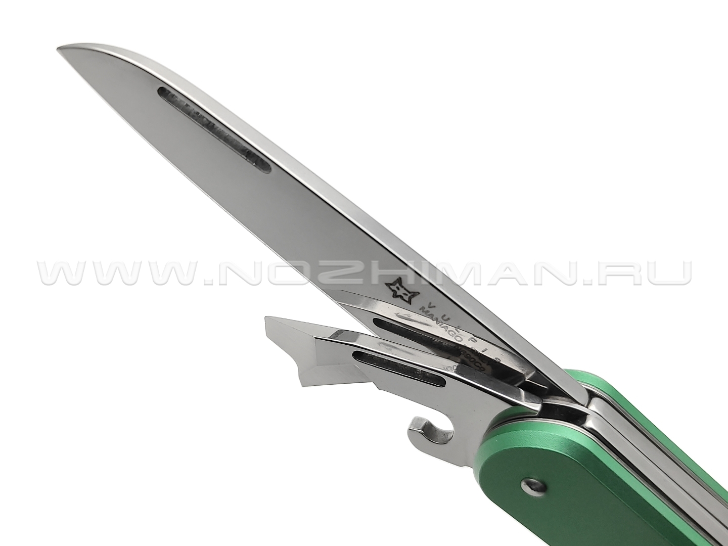 Многофункциональный нож Fox Vulpis FX-VP130-3 OD сталь N690, рукоять Aluminum Green