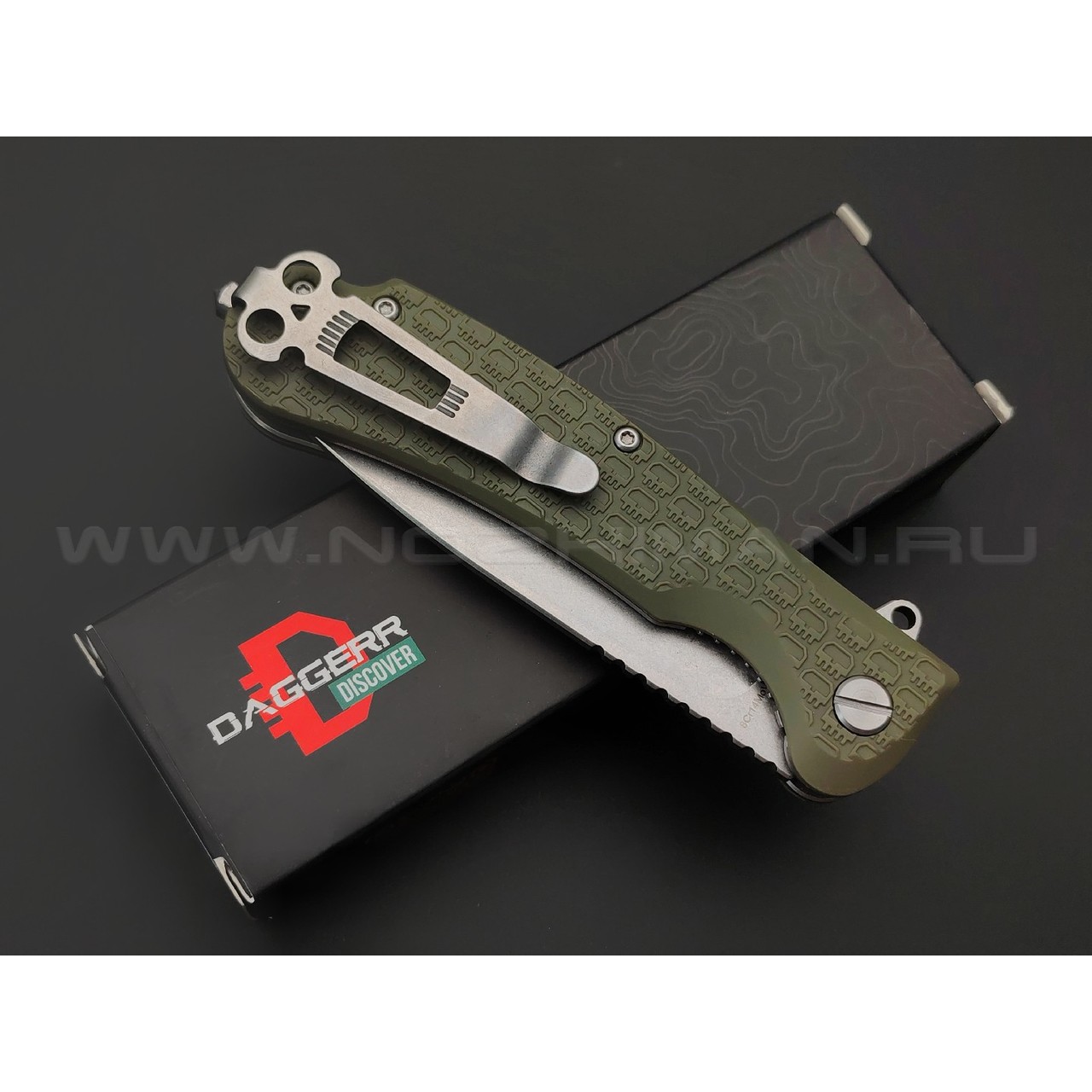 Daggerr нож Wocket Olive SW Serrated сталь 8Cr14MoV стоунвош, рукоять FRN olive
