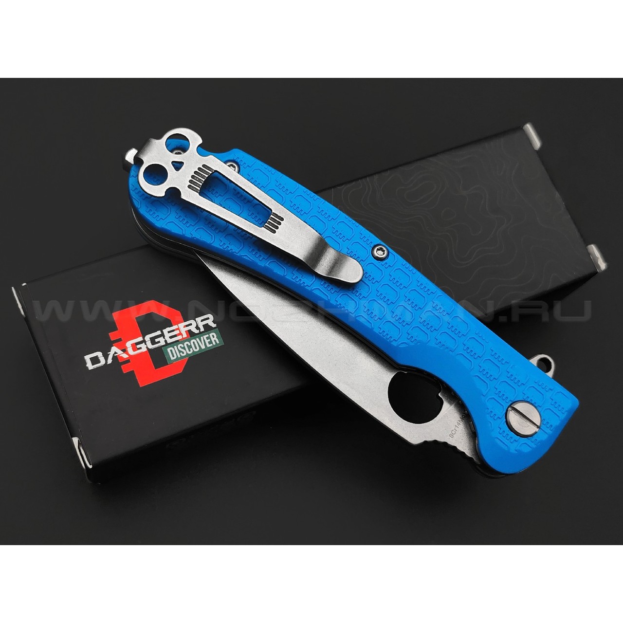 Daggerr нож Resident Blue SW Serrated DL сталь 8Cr14MoV стоунвош, рукоять FRN blue