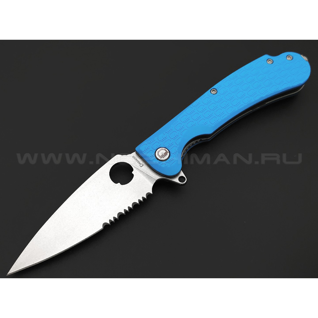 Daggerr нож Resident Blue SW Serrated DL сталь 8Cr14MoV стоунвош, рукоять FRN blue