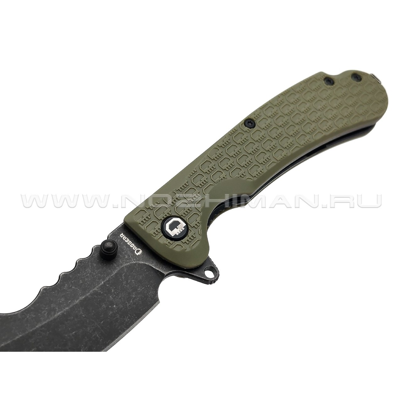 Daggerr нож Rhino Olive BW DL сталь 8Cr14MoV блэквош, рукоять FRN olive