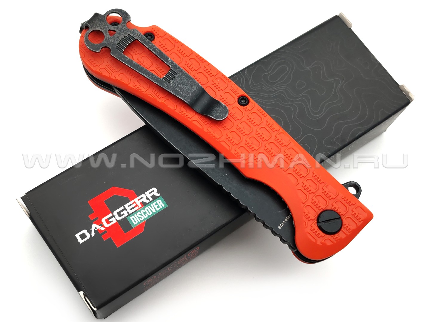 Daggerr нож Wocket Orange BW DL сталь 8Cr14MoV blackwash, рукоять FRN orange