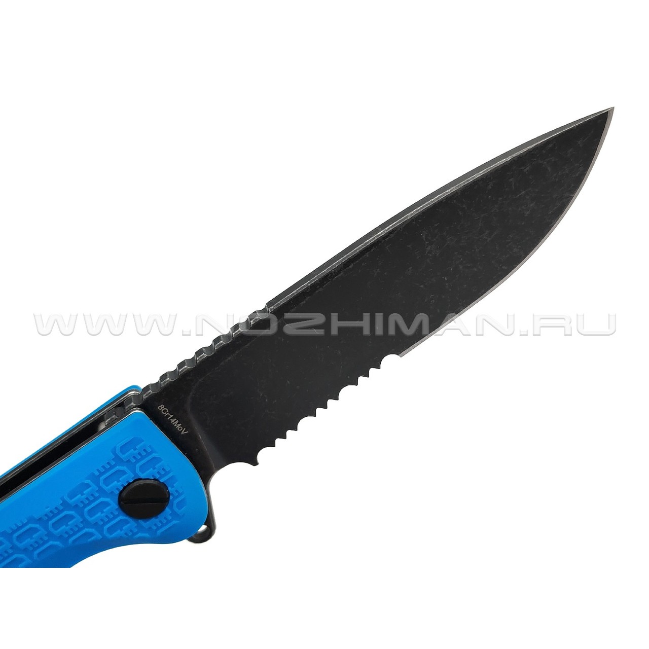 Daggerr нож Wocket Blue BW Serrated DL сталь 8Cr14MoV блэквош, рукоять FRN blue