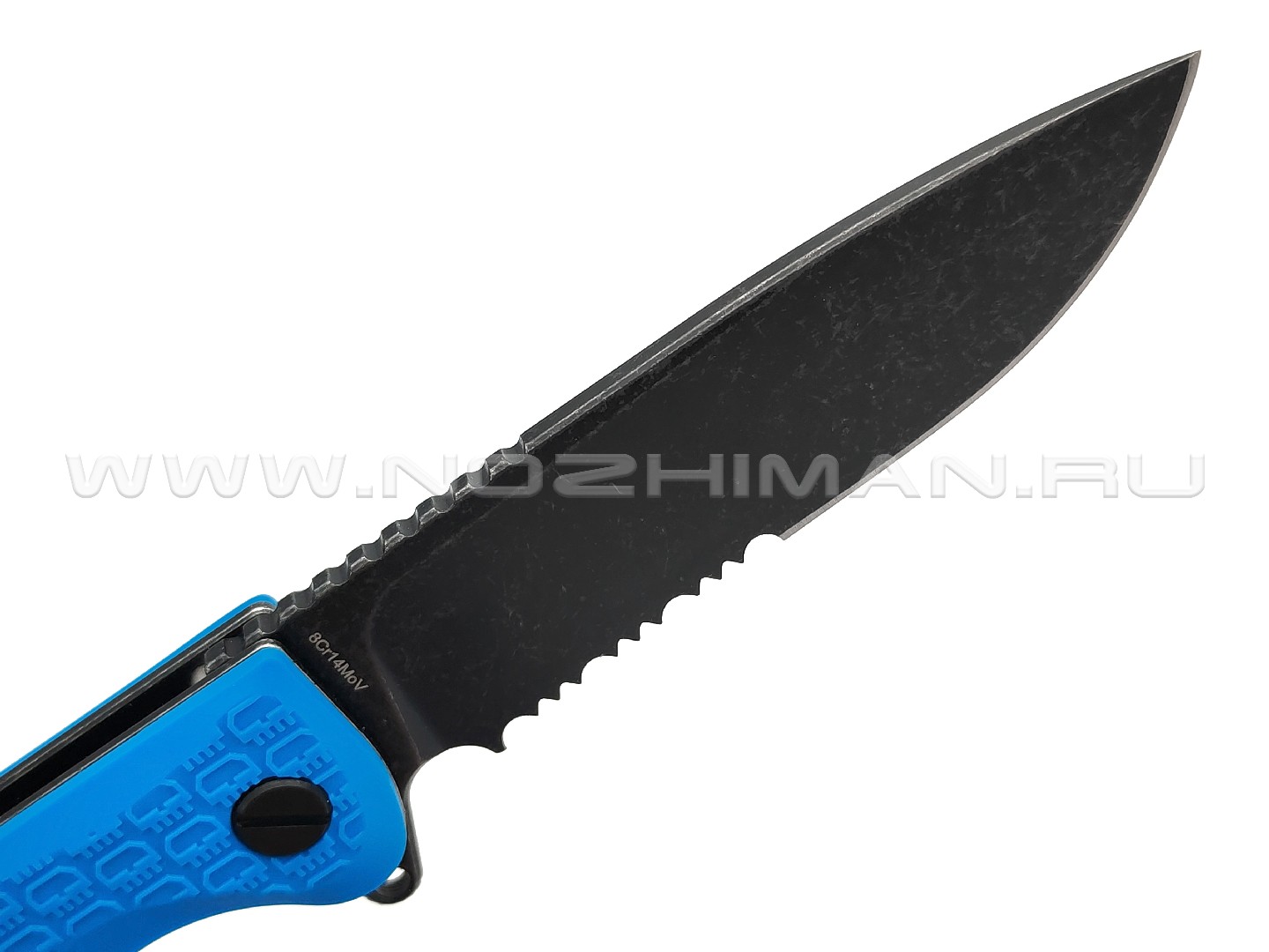 Daggerr нож Wocket Blue BW Serrated DL сталь 8Cr14MoV blackwash, рукоять FRN blue