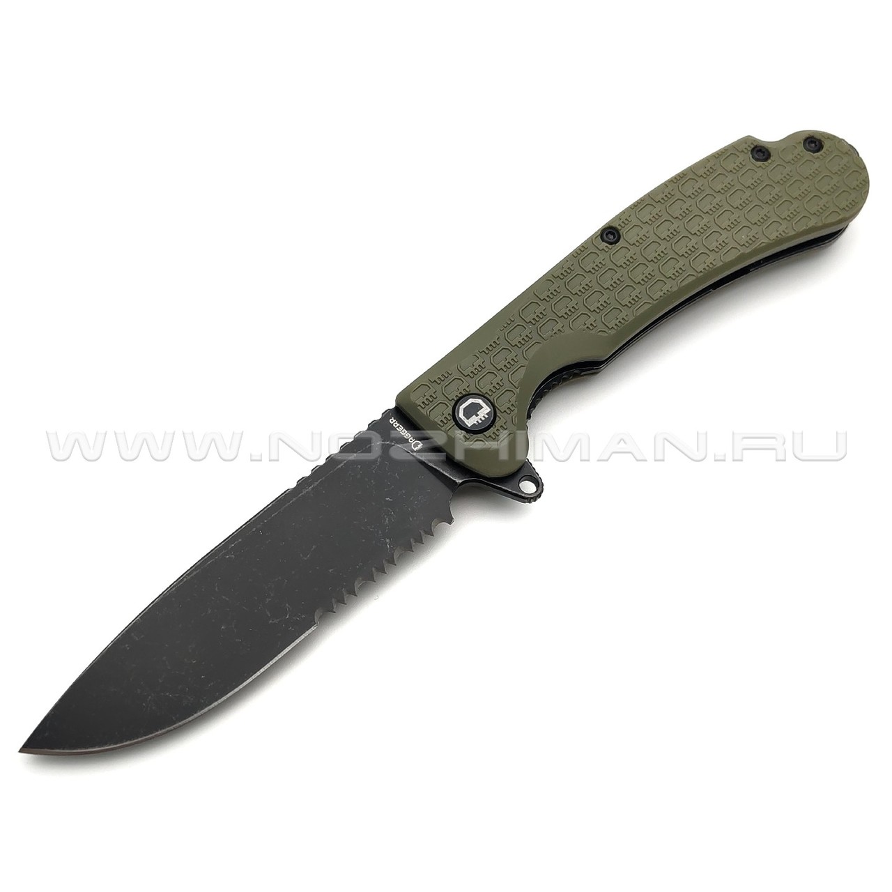 Daggerr нож Wocket Olive BW Serrated сталь 8Cr14MoV блэквош, рукоять FRN olive