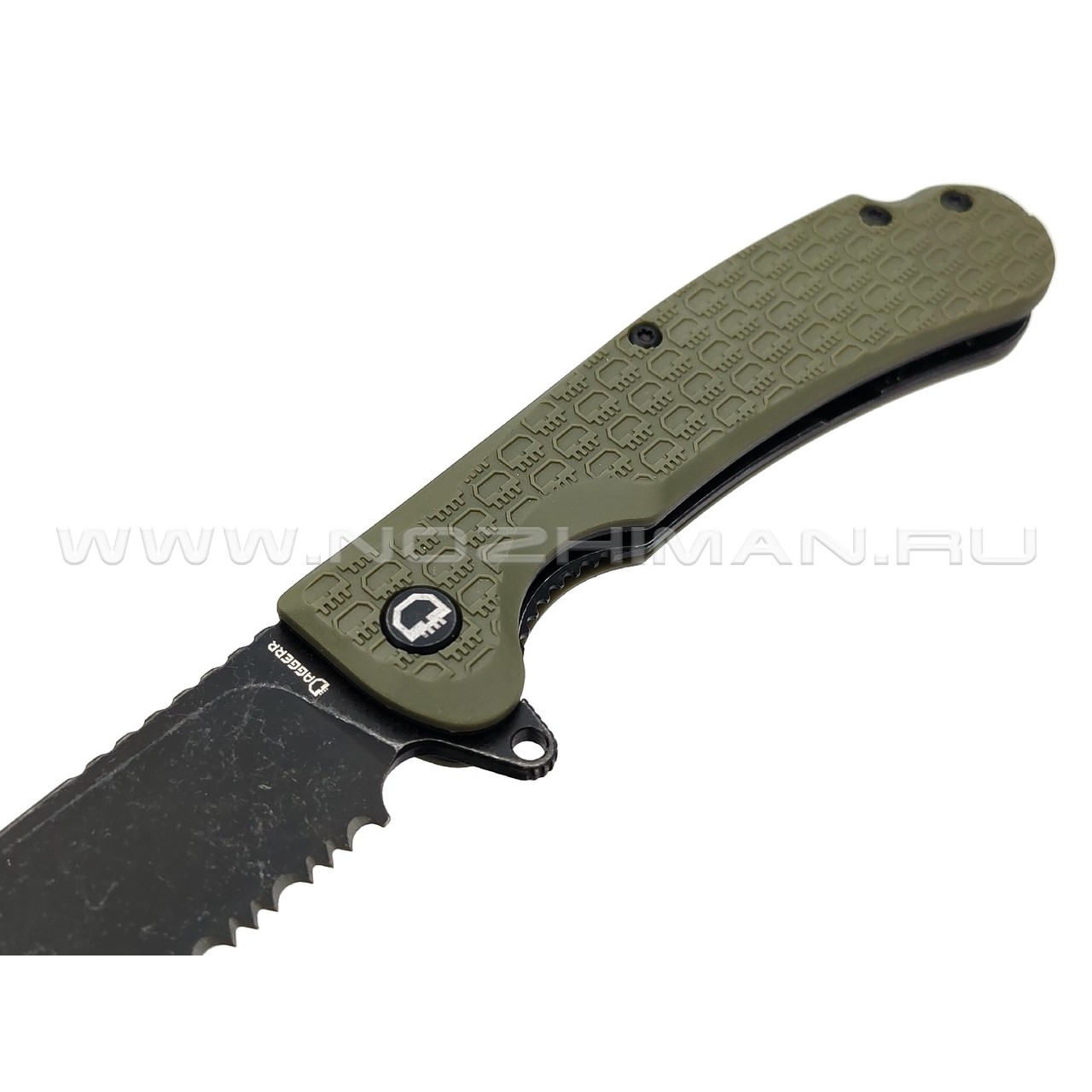 Daggerr нож Wocket Olive BW Serrated сталь 8Cr14MoV блэквош, рукоять FRN olive