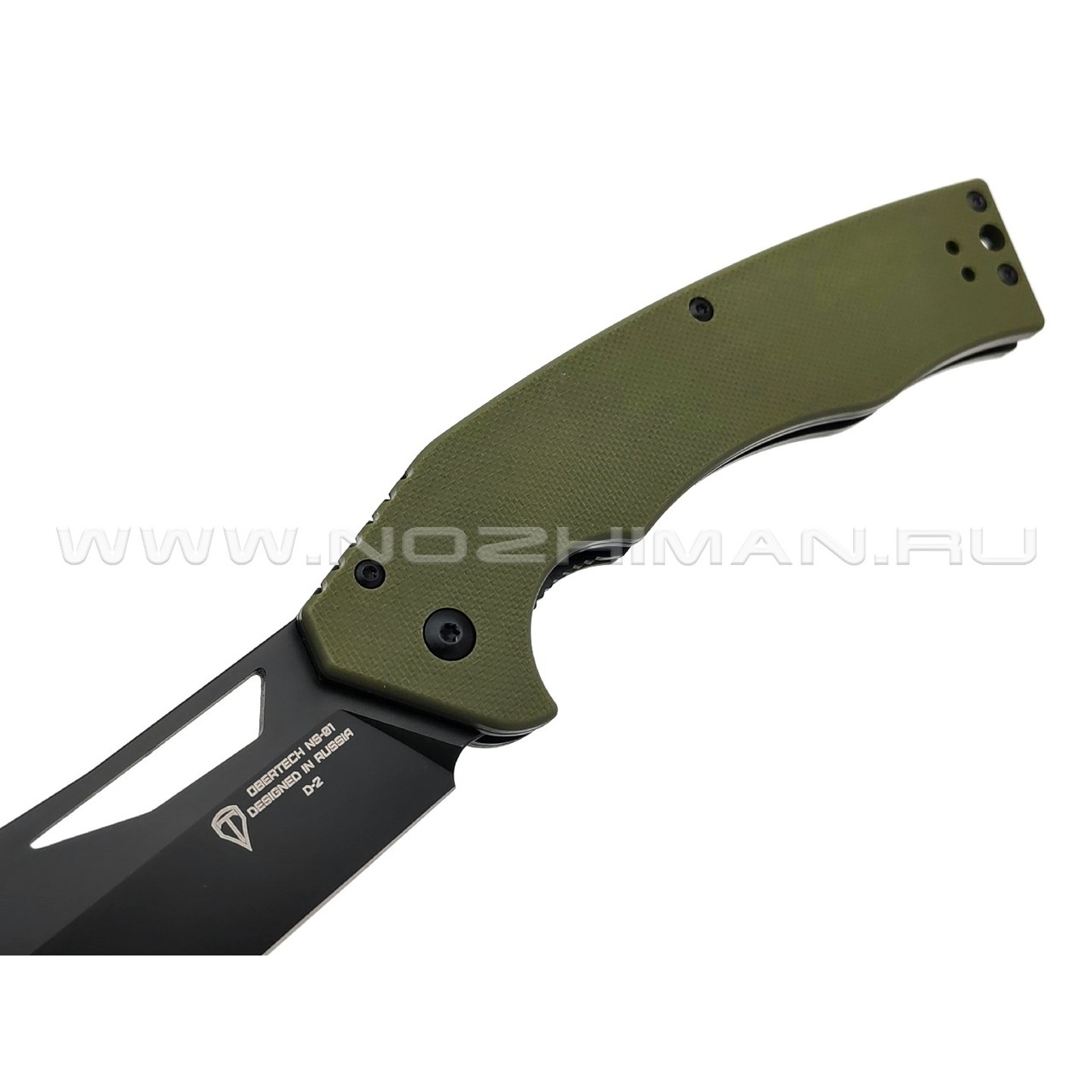 Нож Obertech НС-01 сталь D2 black Titanium nitride, рукоять G10 olive