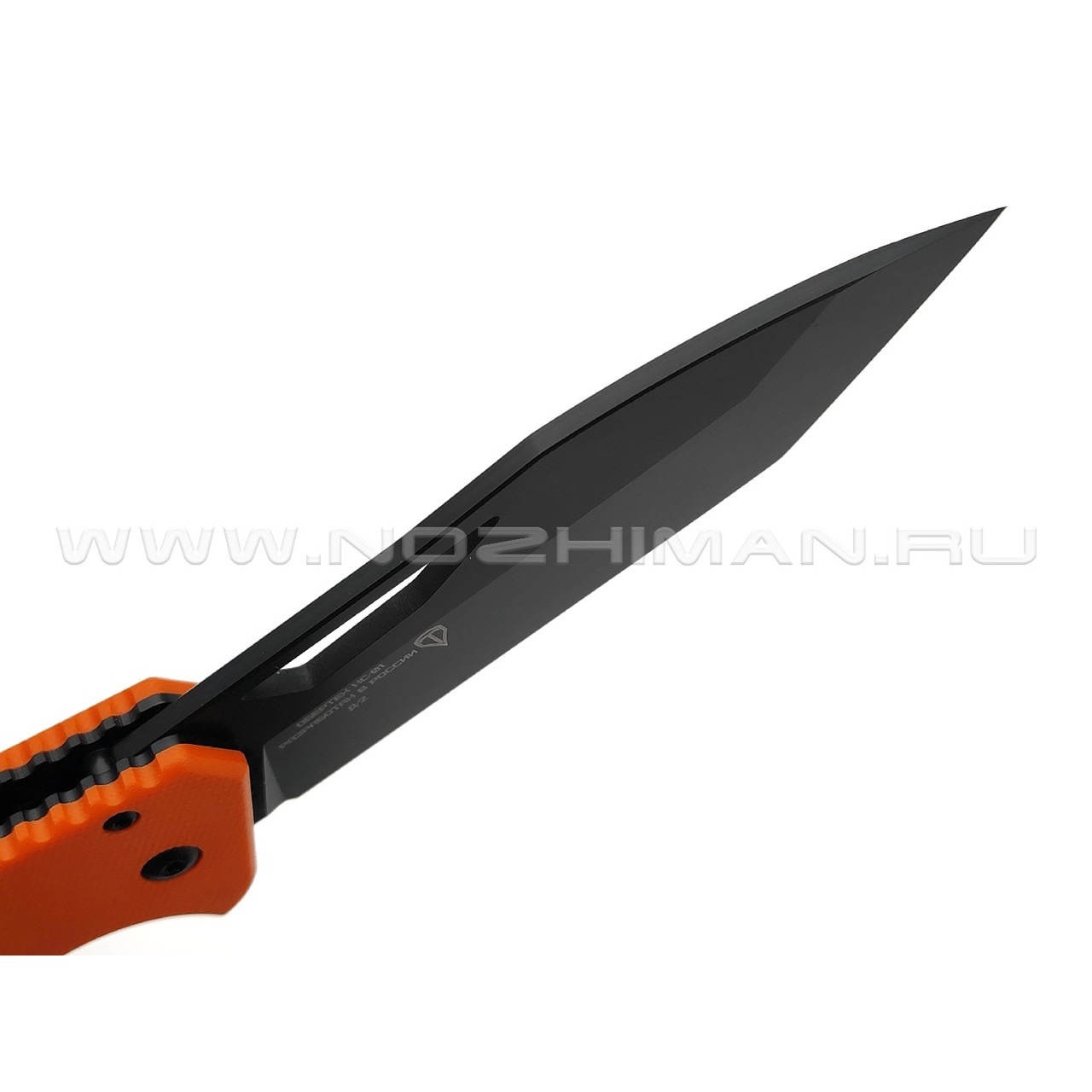 Нож Obertech НС-01 сталь D2 black Titanium nitride, рукоять G10 orange