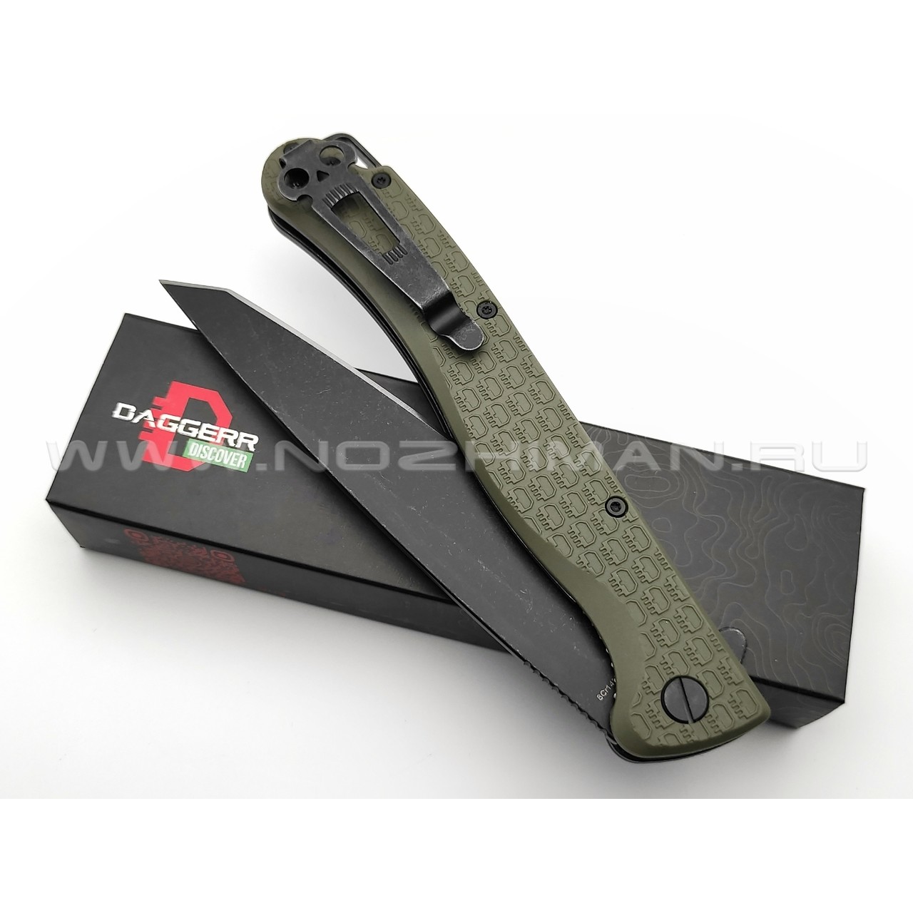 Daggerr нож Shogun Olive BW DL сталь 8Cr14MoV блэквош, рукоять FRN olive